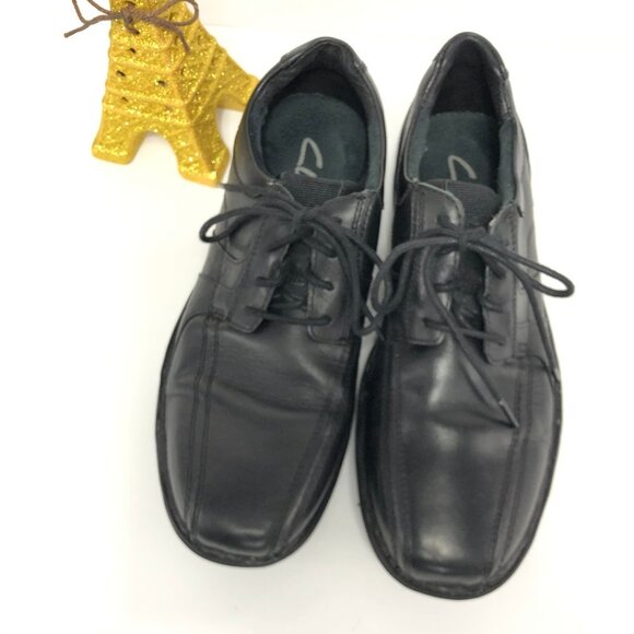 CLARKS MEN CASUAL LEATHER  BLACK SHOES SIZE 9M - Picture 2 of 8